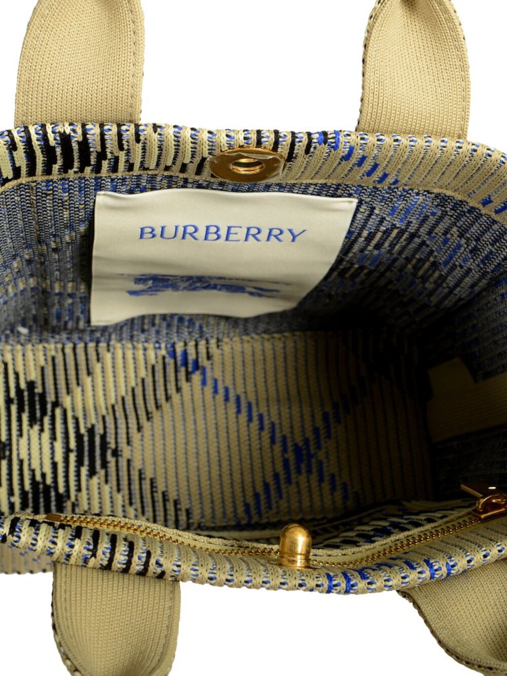 Burberry "Mn Knit Tote" Lichen Plaid Handbag Shoulder Tote Bag - Picture 6 of 8